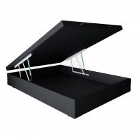 Base para Cama Box Casal Premium com Baú Corino Preto Base para Cama Box Casal Premium com Baú Corino Preto