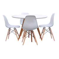 Conjunto Mesa Square Redonda 80cm com 4 Cadeiras Eiffel – Branco Conjunto Mesa Square Redonda 80cm com 4 Cadeiras Eiffel – Branco