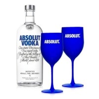 Kit Vodka Absolut Original 1l + 2 Taças Kit Vodka Absolut Original 1l + 2 Taças