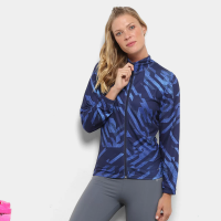 Jaqueta Gonew Slim Fit Geométrico Feminina - Marinho e Azul Jaqueta Gonew Slim Fit Geométrico Feminina - Marinho e Azul