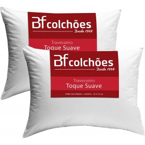 Kit 2 Travesseiros 50x70cm Antialérgico Lavável Fibra Siliconada Macio BF Kit 2 Travesseiros 50x70cm Antialérgico Lavável Fibra Siliconada Macio BF