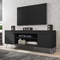 Rack para TV até 60 Polegadas 2 Portas Chanel Móveis Bechara Preto Fosco Rack para TV até 60 Polegadas 2 Portas Chanel Móveis Bechara Preto Fosco