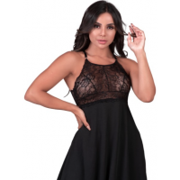 Camisola em Microfibra com Renda Vazada – Isabete Camisola em Microfibra com Renda Vazada – Isabete