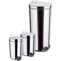 Conjunto de Lixeiras Inox 3 Peças 3L + 5L + 30L - Euro Home Conjunto de Lixeiras Inox 3 Peças 3L + 5L + 30L - Euro Home