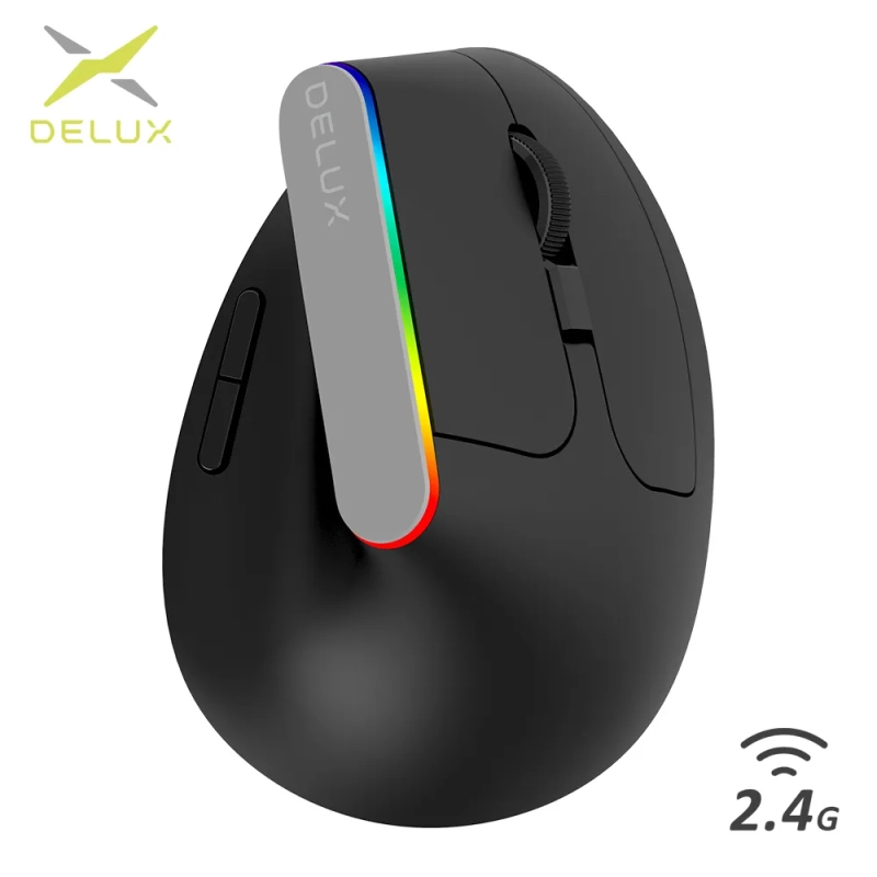 [Primeira Compra] [Internacional] [Choice] [Taxa Inclusa] Mouse Vertical Gamer Delux M618C Sem Fio 6 Botões RGB 1600 DPI