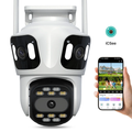 Imagem da oferta P15 Câmera IP WiFi iCsee com lente tripla e três telas Câmera PTZ de segurança externa com detecção AI e seguranç