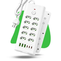 Imagem da oferta Régua Extensão Elétrica 10 Tomadas 3 Usb 3 Usb-c 10a 20a 2m Filtro De Linha Branco
