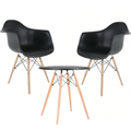 Imagem da oferta Conjunto Mesa 70 cm + 2 Cadeiras Eames Arm com Braço para Sala de Estar Jantar