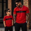 Imagem da oferta Kit Camisetas Pai e Filho Los Angeles 100% Algodão Masculina e Infantil Camisas Combinando Estilo Streetwear