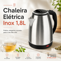 Imagem da oferta Chaleira Jarra Elétrica 110V ou 220V 1.8 Litros Inox Prateada