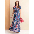 Imagem da oferta Vestido Folhas MarinhoCom Babado