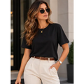 Imagem da oferta Camiseta T-shit Feminina Malha Peruana Básica Oversized