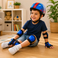Imagem da oferta Kit Proteção E Capacete Infantil Completo 7 Peças - Azul E