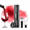 Kit Abridor de Vinho Elétrico Automático Saca Rolhas Elétrico 4 Peças Abridor Garrafa Vinho com Cortador de Lacre Bi
