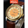 Imagem da oferta Relógio masculino automático LONGLUX elegante para negócios e encontros data e dia à prova d'água pulseira de c