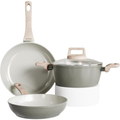 Imagem da oferta Conjunto De Panelas Jade Olive 5 Peças - Frigideiras 20cm E 24cm + Caçarolas 16cm E 20cm + Leiteira 16cm - Alumínio Antiaderente - Indução