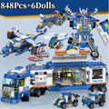 Imagem da oferta 848 pçs cidade patrulha polícia comando caminhões blocos de construção policial robô carro helicóptero modelo tij