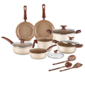 Imagem da oferta House Organizer Jogo de Panelas Antiaderente com Tampas de Vidro e Utensílios – 10 Peças (Sahara)