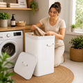 Imagem da oferta Cesto Bambu Com Tampa E Alça Para Roupa Suja Organizador 70l