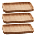 Imagem da oferta Kit 3 Bandejas De Bambu Retangular Para Cozinha 20x10cm Peti Lyor Hire