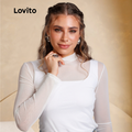 Imagem da oferta Lovito Blusa Casual Feminina de Tule Manga Longa Moda Mulher