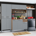 Imagem da oferta Armário de Cozinha Compacta Rustic Cinza Emilly Top Madesa