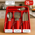 Imagem da oferta Jogo de Talheres Inox Com Suporte Gaveteiro 17 Talheres + Brinde Sortido