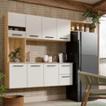 Imagem da oferta Armário De Cozinha Completa Aéreo 7 Portas E 2 Gavetas Planejada Suspenso Branco Off White Carvalho Nature Amadeirado Juliana
