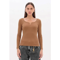 Imagem da oferta Blusa Feminina Lança Perfume Manga Longa Marrom