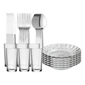 Imagem da oferta Aparelho De Jantar 30 Peças - Pratos + Copos + Talheres Inox
