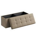 Imagem da oferta SONGMICS Banco Otomano Dobrável 110 cm com Armazenamento Baú Banqueta Banco de Quarto com Armazenamento Marrom Cam