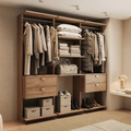 Imagem da oferta Guarda-roupas Closet Modulado Alasca 180cm 3 Peças Com 4 Gavetas Laterais E Cabideiros Freijó Carraro