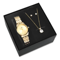 Imagem da oferta Kit Relógio Colar e Brincos Dourado Saint Germain 28mm