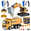 Imagem da oferta Escavadeira Carros De Controle Remoto, Caminhão De Construção De Rc, Escavadeira, Brinquedo 2 Em 1 Com Luzes, Escala 1:20, 2.4ghz Com 2 Baterias Re