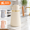 Imagem da oferta Garrafa Térmica Nórdica Berlim Café 1L Cabo De Madeira Luxo Mesa Posta Canelado Dourado
