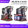 Imagem da oferta Metalfish blockcase alumínio quadro aberto caso suporte atxM-ATX mainboard gpu montagem horizontalmente 240 refrigerad