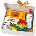 Imagem da oferta Kit Presente para Bebê Recém Nascido - Chocalho, Livro, Sabonete Líquido, Lenço Umedecido, Caixa Personalizada