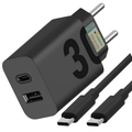 Imagem da oferta Carregador Turbo 30W Porta Dupla (USB-A + USB-C) + Cabo Ultra Rápido de 1M Premium Compatível com Todos Dispositivos Android, iPhone 1516, Samsung G