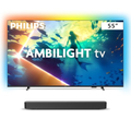 Imagem da oferta Philips Smart TV Ambilight 55" 4K, 55PUG810078 + Soundbar TAB4000, Aparelho de Áudio para TV, Bluetooth, HDMI ARC e USB