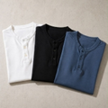 Imagem da oferta Kit com 3 Camiseta Henley Slim 2 Botões Manga Longa