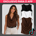 Imagem da oferta KIT 2 Blusa Feminina Regata Gola Boba Suplex Premium Regata Drapeada Blusinha Regata Verão Camisa