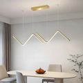Imagem da oferta Lustre Pendente Led Moderno-sala Mesa Jantar Zig Zag Dourado 127220v Dourado