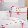 Imagem da oferta Kit Berço Menina Americano 10 Peças Laços Rose E Mosquiteiro Laço Rosê