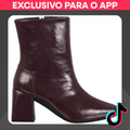 Imagem da oferta Bota Feminina GiGiL Bico Quadrado Salto Bloco Médio Cano Curto Verniz Casual Clássica Elegante