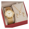 Imagem da oferta Relógio Feminino+ Colar Pingente Brincos Folheado A Ouro 18k Dourado Branco