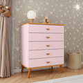 Imagem da oferta Cômoda Infantil Bartira Ternura com 5 Gavetas - 708cm de largura - Rosa Wood