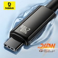 Imagem da oferta Cabo USB C Baseus 240W para iPhone 17 16 15 Plus Pro Max Supercharge para Macbook Carregador Rápido Tipo C para Xiaom