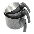 Imagem da oferta Conjunto 3 Peças Caneca Leiteira Fervedor Craqueado Alumínio Preto