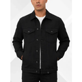 Imagem da oferta Jaqueta Jeans Masculina Preta Com Botões Algodão Premium
