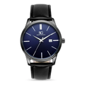 Imagem da oferta Relógio Masculino Couro Azul Caixa Prata Saint Germain 42mm Preto Azul-marinho